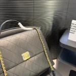 Chanel Women Maxi Flap Bag with Top Handle Calfskin Gold Tone Metal AS5543 - Image 7