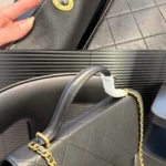 Chanel Women Maxi Flap Bag with Top Handle Calfskin Gold Tone Metal AS5543