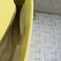 Chanel Women Mini Flap Bag with Top Handle Shiny Lambskin Imitation Pearls-Yellow (1)