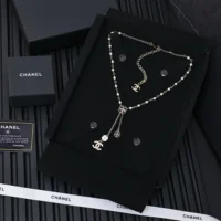 Chanel Women Pendant Necklace Metal Glass Pearls Resin Strass ABF533 (1)