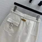 Dior Damen Rock mit Gürtel Ecrufarbener Baumwoll-Denim mit Dior Oblique-Innenseite