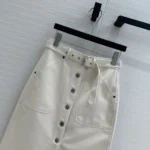 Dior Damen Rock mit Gürtel Ecrufarbener Baumwoll-Denim mit Dior Oblique-Innenseite