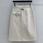 Dior Damen Rock mit Gürtel Ecrufarbener Baumwoll-Denim mit Dior Oblique-Innenseite