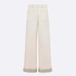 Dior utsvängda jeans för kvinnor i ecru bomullsdenim med Dior Oblique-inredning