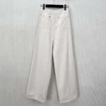 Dior utsvängda jeans för kvinnor i ecru bomullsdenim med Dior Oblique-inredning