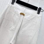 Dior utsvängda jeans för kvinnor i ecru bomullsdenim med Dior Oblique-inredning