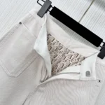 Dior Women Flared Jeans Ecru Cotton Denim with Dior Oblique InteriorDior Women Flared Jeans Ecru Cotton Denim with Dior Oblique Interior