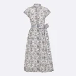 Dior Damen Mittellanges Kleid mit Bindegürtel Weißer Baumwollmusselin 521D07A3A48