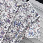 Dior Damen Mittellanges Kleid mit Bindegürtel Weißer Baumwollmusselin 521D07A3A48