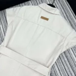 Dior Women Short Belted Shirtdress Ecru Cotton Denim with Dior Oblique Interior