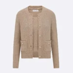 Dior Women Twinset Beige Cotton- and Wool-Blend Bouclé Knit