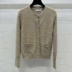 Dior Women Twinset Beige Cotton- and Wool-Blend Bouclé Knit