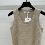 Dior Women Twinset Beige Cotton- and Wool-Blend Bouclé Knit