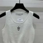 Dior Women Vibe Crop Tank Top de malla técnica blanca con firma tricolor