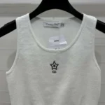Dior Women Vibe Crop Tank Top de malla técnica blanca con firma tricolor