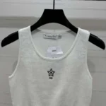 Dior Women Vibe Crop Tank Top de malla técnica blanca con firma tricolor