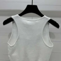 Dior Women Vibe Cropped Tank Top White Technical Mesh with Three-Tone Signature (1)