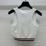 Dior Women Vibe Crop Tank Top de malla técnica blanca con firma tricolor
