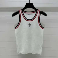 Dior Women Vibe Tank Top White Technical Mesh with Three-Tone Signature (1)