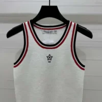 Dior Women Vibe Tank Top White Technical Mesh with Three-Tone Signature (1)