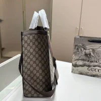 Gucci GG Unisex GG Supreme Monogram Textured Dollar Calfskin Web Large Ophidia Tote Bag (1)