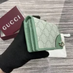 Gucci Unisex GG Emblem Mini Wallet-Lime 820692FAD6L8458