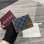 Gucci Unisex GG Emblem Mini Wallet-Navy 820692FAECC4243