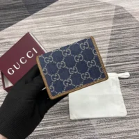 Gucci Unisex GG Emblem Mini Wallet-Navy 820692FAECC4243 (1)