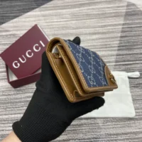 Gucci Unisex GG Emblem Mini Wallet-Navy 820692FAECC4243 (1)