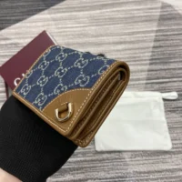 Gucci Unisex GG Emblem Mini Wallet-Navy 820692FAECC4243 (1)