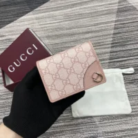 Gucci Unisex GG Emblem Mini Wallet-Pink 820692FAD6L8459 (1)