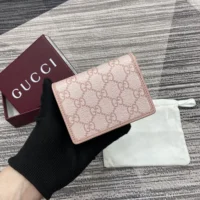 Gucci Unisex GG Emblem Mini Wallet-Pink 820692FAD6L8459 (1)