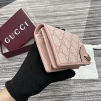 Gucci Unisex GG Emblem Mini Wallet-Pink 820692FAD6L8459 (1)