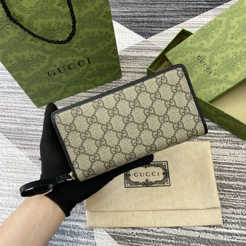 Gucci Unisex GG Emblem Zip Around Wallet-Black 819122FAD6L9741