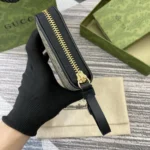 Gucci Unisex GG Emblem Zip Around Wallet-Black 819122FAD6L9741