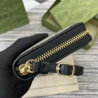 Gucci Unisex GG Emblem Zip Around Wallet-Black 819122FAD6L9741 (1)