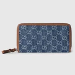 Gucci Unisex GG Emblem Zip Around Wallet-Navy 819122FAECC4243