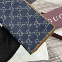 Gucci Unisex GG Emblem Zip Around Wallet-Navy 819122FAECC4243 (1)