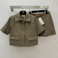 Gucci Women GG Canvas Jacket with Horsebit 820434Z8BZF2580 (1)