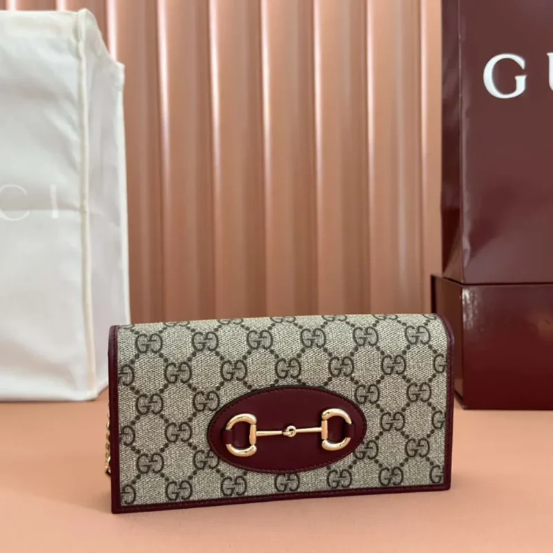 Gucci Women Horsebit 1955 Wallet with Chain 621892FAD6L9756