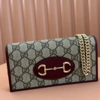Gucci Women Horsebit 1955 Wallet with Chain 621892FAD6L9756 (1)