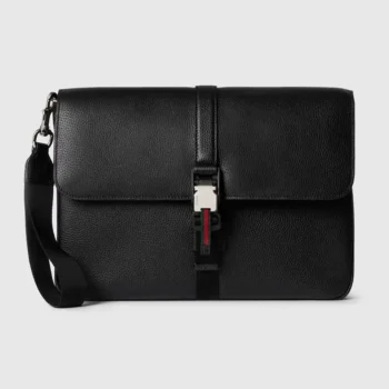 Gucci Women Medium Business Case with Web-Black 816755AAEF61042