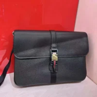 Gucci Women Medium Business Case with Web-Black 816755AAEF61042 (1)