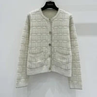 Gucci Women Wool and Lame Check Jacquard Cardigan 805754XKEDI9237 (1)