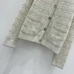 Gucci Women Wool and Lame Check Jacquard Cardigan 805754XKEDI9237