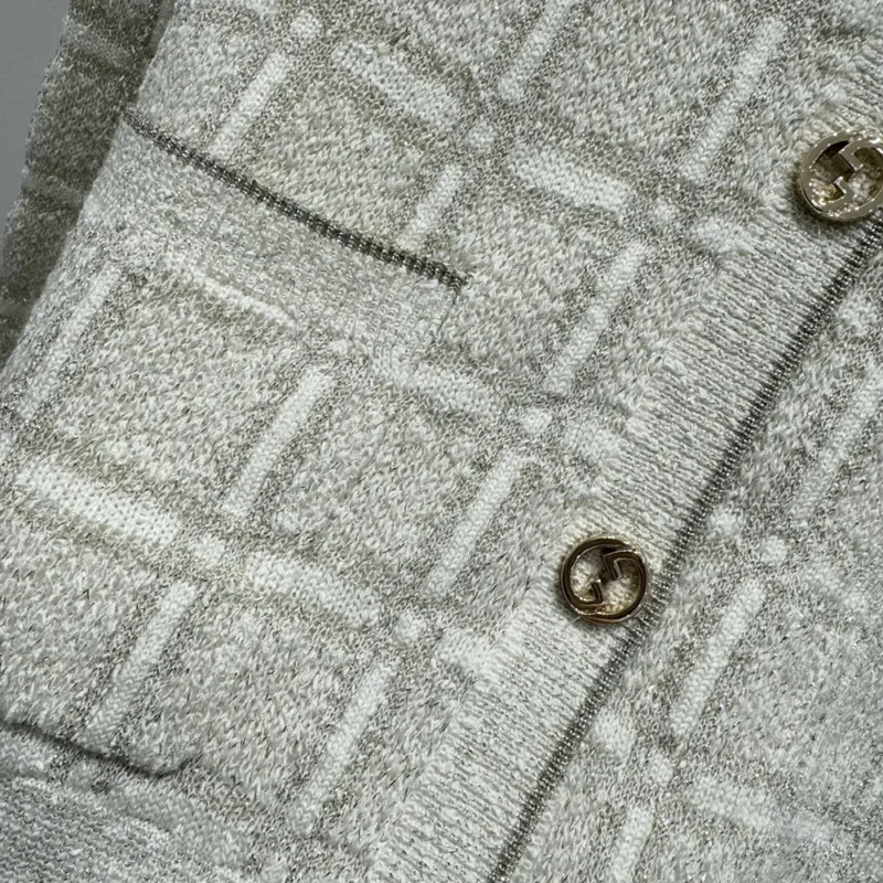 Gucci Women Wool and Lame Check Jacquard Cardigan 805754XKEDI9237