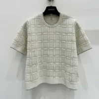 Gucci Women Wool and Lame Check Jacquard Top 811552XKEDI9237 (1)