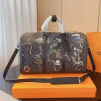 Louis Vuitton LV Unisex Damier Graphite World Map Keepall Bandouliere 50 (1)