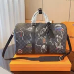 Louis Vuitton LV Unisex Damier Graphite World Map Keepall Bandouliere 50