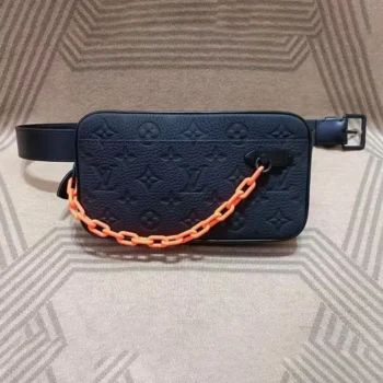 Louis Vuitton LV Unisex Taurillon Monogram Leather Solar Ray Soft Pochette Volga Belt Bag-Black
